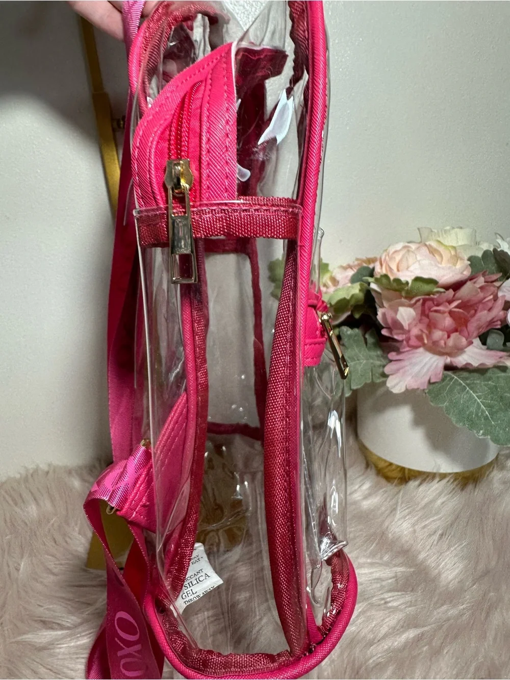 XOXO Clear Hot Pink Mini Backpack